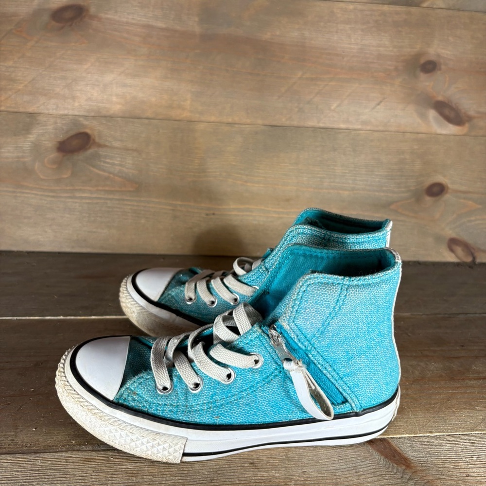 converse all star chuck taylor kid youth size 11 shoe blue zip hightop sneaker